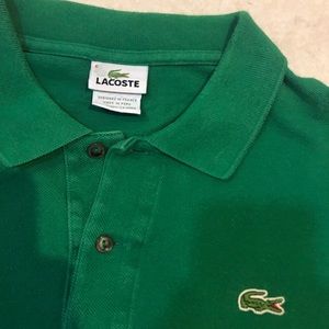 2 LACOSTE MENS SZ LARGE POLOS GREEN AND TEAL BLUE